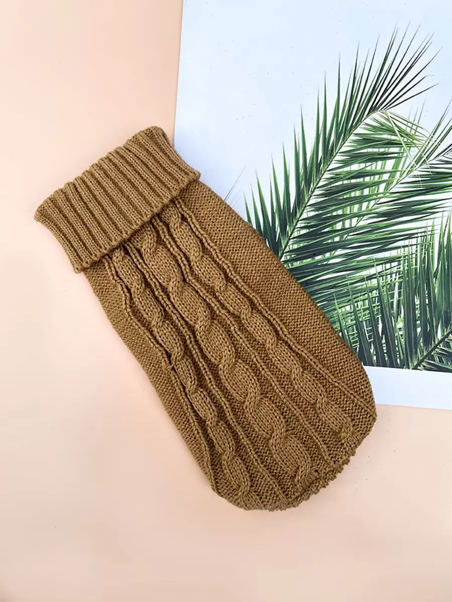 1pc Camel-colored 3d Pet Sweater - Camel - View 1