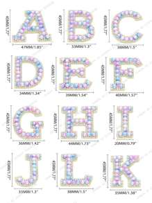 Pink Blue 26 English Letters Pearl Rhinestone Patches For Clothes A-Z Alphabet Pearl Rhinestones Applique Sew On/Glue On Patches DIY Name