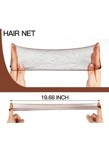 Set de 12 redecillas de pelo invisibles y 20 horquillas en forma de U, 12 redecillas de pelo de 50 cm de color marrón con borde elástico de malla y 20 pasadores para moños para mujeres, niñas, creador de moños de ballet, danza (marrón)
