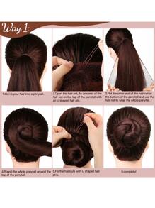 Set de 12 redecillas de pelo invisibles y 20 horquillas en forma de U, 12 redecillas de pelo de 50 cm de color marrón con borde elástico de malla y 20 pasadores para moños para mujeres, niñas, creador de moños de ballet, danza (marrón)