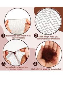 Set de 12 redecillas de pelo invisibles y 20 horquillas en forma de U, 12 redecillas de pelo de 50 cm de color marrón con borde elástico de malla y 20 pasadores para moños para mujeres, niñas, creador de moños de ballet, danza (marrón)