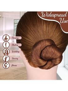 Set de 12 redecillas de pelo invisibles y 20 horquillas en forma de U, 12 redecillas de pelo de 50 cm de color marrón con borde elástico de malla y 20 pasadores para moños para mujeres, niñas, creador de moños de ballet, danza (marrón)