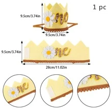 1入組生日派對白色雛菊皇冠主題派對打扮頭飾帽 - 彩色 - 查看 3