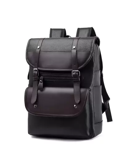 純色翻蓋鉗口裝飾大容量多功能背包，帶肩帶，適用於父親節禮物、夏季大學生書包，返校多功能宿舍大學生書包