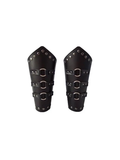 1pc Fashionable Personalized Punk Medieval Wide Leather Armguard With Waxed Rope Braid For Cycling (Cross-Border)