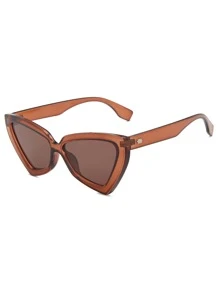 1pc Women's Cat Eye Sunglasses With Polycarbonate Frame, Style - Brown - View 2