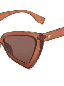 1pc Women's Cat Eye Sunglasses With Polycarbonate Frame, Style - Brown - View 4