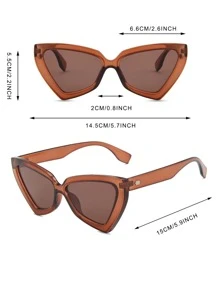 1pc Women's Cat Eye Sunglasses With Polycarbonate Frame, Style - Brown - View 5