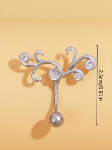 BR156 1入組個性化方晶鋯石樹枝設計女士肚臍環派對身體鏈