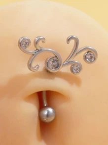 BR156 1入組個性化方晶鋯石樹枝設計女士肚臍環派對身體鏈