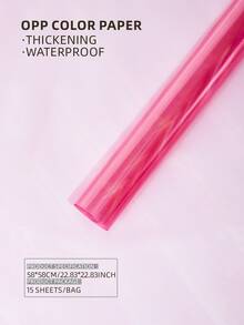15 piezas/set Papel para envolver flores de colores vidrio transparente papel para flor comercio floral ramo embalaje material - Rosa - Ver 5