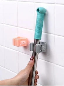 1入組拖把架，無需鑽孔，強力粘合劑，掃帚夾，浴室、廚房和壁櫥壁掛式衣架 - 白色 - 查看 1