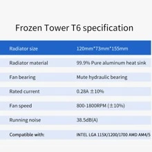 Segotep CPU 空气冷却器 6 热管，120mm PWM 处理器 150W TDP 冷却器，兼容英特尔 LGA 1700/1200/115X AMD AM5/AM4 RGB 灯 - 黑色 - 查看 10