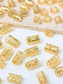 Bộ 60 chiếc vòng cài tóc hỗn hợp hình hoa & hình giọt nước rỗng, phụ kiện băng đô thiết kế bện phù hợp cho phụ nữ và trẻ em gái với băng đô có thể điều chỉnh, trang trí tóc - Vàng - Xem 4