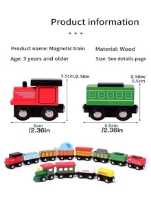 Wooden Track Magnetic Toy Train - Multicolor - View 6