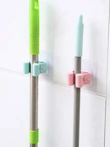 1入組拖把架，無需鑽孔，強力粘合劑，掃帚夾，浴室、廚房和壁櫥壁掛式衣架 - 白色 - 查看 4