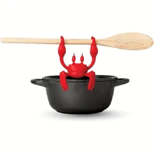 1pc red crab silicone spoon holder, heat-resistant cutlery holder - Red - View 1