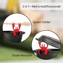 1pc red crab silicone spoon holder, heat-resistant cutlery holder - Red - View 3