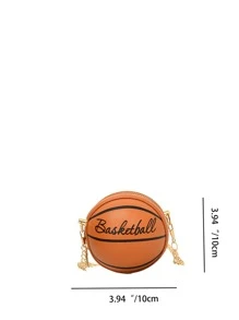 Unique Mini Brown Shoulder Messenger Crossbody Bag, Fashion Basketball Chain Circular Bag
