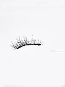 1pair Half Lashes 12mm Short Natural Faux Mink Eyelashes Look Wispy Cat Eye Lashes - Black - View 4