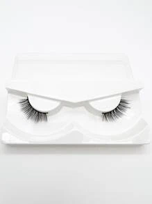 1pair Half Lashes 12mm Short Natural Faux Mink Eyelashes Look Wispy Cat Eye Lashes - Black - View 5