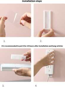4-Pack Wall Mount Home Power Strip Holder No Punch Self-Adhesive Power Strip Holder Cable Management No Punch Surge Protector Table Mount Plug-In Outlet Holder Holder For WiFi Router Tissue Box - White - View 5