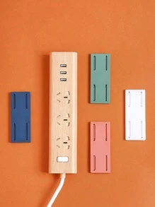 4-Pack Wall Mount Home Power Strip Holder No Punch Self-Adhesive Power Strip Holder Cable Management No Punch Surge Protector Table Mount Plug-In Outlet Holder Holder For WiFi Router Tissue Box - White - View 3