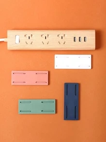 4-Pack Wall Mount Home Power Strip Holder No Punch Self-Adhesive Power Strip Holder Cable Management No Punch Surge Protector Table Mount Plug-In Outlet Holder Holder For WiFi Router Tissue Box - White - View 6