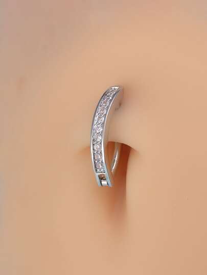 Rhinestone Decor Navel Belly Ring For Women And Men, Punk Piercing, A Fashionable Body Jewelry Gift For Any Occasion