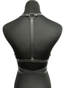 1 件朋克女式紧身胸衣皮革束缚哥特式服装装饰束带派对装扮万圣节 - 黑色 - 查看 7