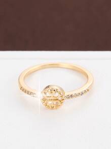 1pc Fashionable Versatile Simple Cubic Zirconia Inlay Ring