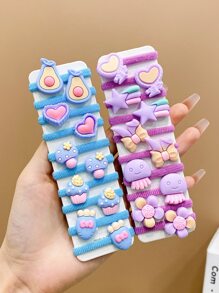 20 chiếc Dây buộc tóc trang trí hoa và trái tim cho bé gái cho cuộc sống hàng ngày - Nhiều màu - Xem 7