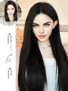 Clip In Hair Extensions Black Color 22 Inch 11 Clips Long Straight Hair Extensions Clip In Natural Hair Extensions - Black - View 3