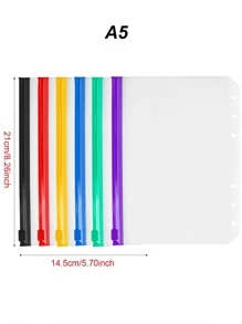 6 cái Túi đựng hồ sơ rời trong suốt, Công cụ tổ chức tài liệu di động tối giản dành cho học sinh, văn phòng - Nhiều màu - Xem 5