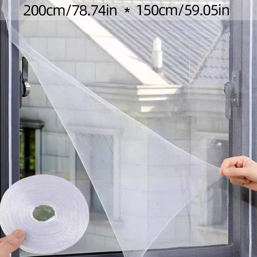 1pc Large Anti-mosquito Window Screen Curtain With Self-adhesive Hook And Loop Tape