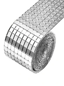 1捲(30cm/100cm)亞克力閃亮亮片馬賽克貼紙diy自粘豪華貼紙牆面裝飾 - 銀色 - 查看 2