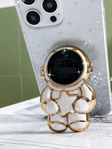 Glitter Phone Case With Astronaut Design Stand-Out Phone Grip - White - View 4