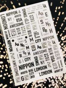 Miếng dán trang trí móng tay trang trí từ tiếng Anh màu đen - màu đen - Xem 2