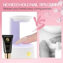 UNA GELLA Soft Gel Nail Tips Glue Gel | Solid Nail Glue Gel 40ml | Lamp Curing Needed Solid State Soak Off Glue Super Strong Nail Glue Gel for Acrylic Nails Curing Needed For Nails Extension Fake Nail Tips Press On Nails for Gel Jelly Tips - 無色 - 查看 4