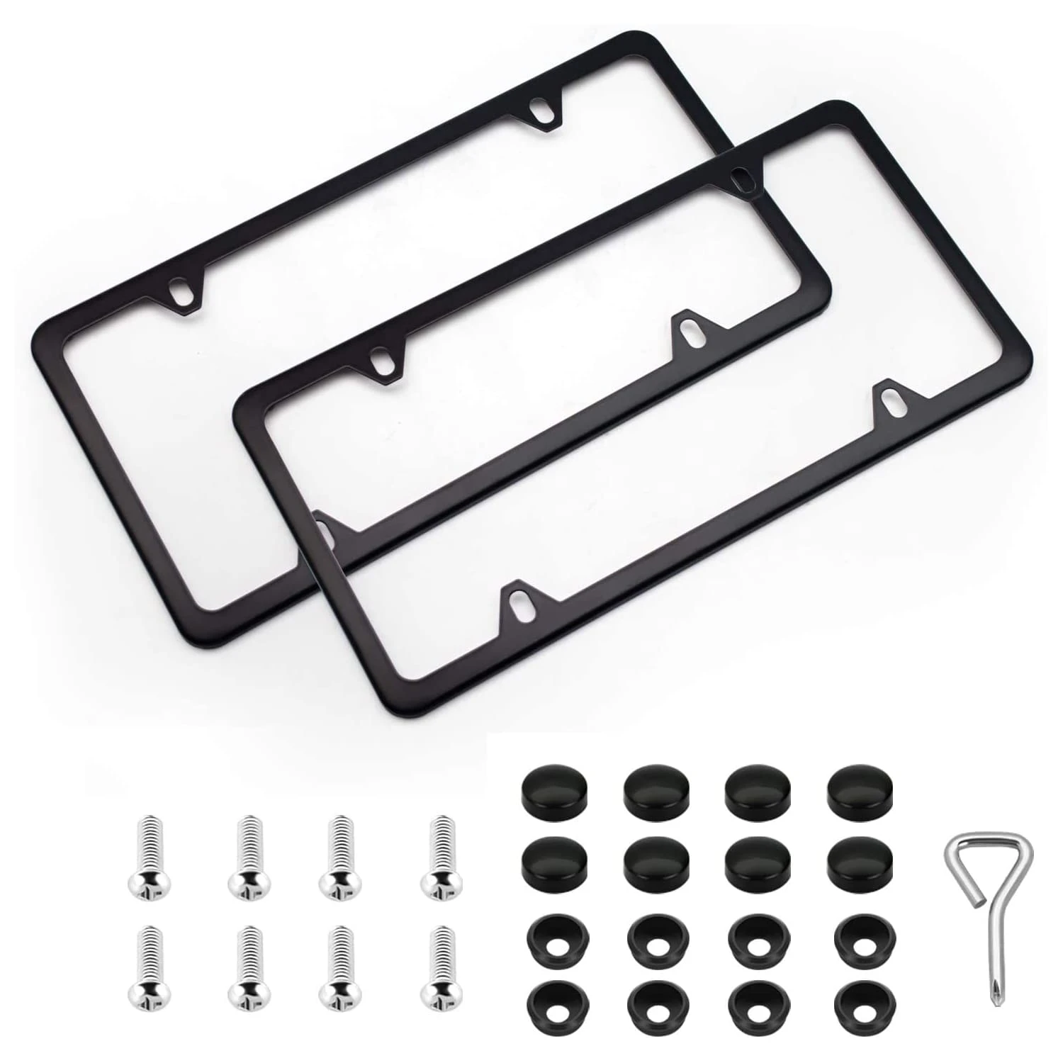 1 bộ Giá đỡ biển số ô tô bằng thép không gỉ kèm dụng cụ - màu đen - Xem 1