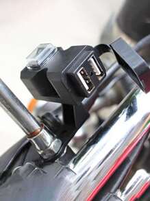 1入組摩托車雙USB充電器通用適配器防水12V-24V電源出口手柄鏡子座位支架帶開關充電器 - 杏色 - 查看 9
