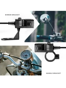 1入組摩托車雙USB充電器通用適配器防水12V-24V電源出口手柄鏡子座位支架帶開關充電器 - 杏色 - 查看 6
