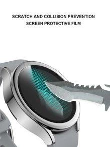 2 In 1 Watch Screen Protection Tempered Film & Case Compatible With Samsung Galaxy Watch 4/5 - Silver - View 5