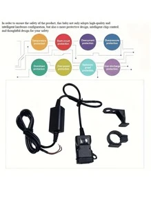 1入組摩托車雙USB充電器通用適配器防水12V-24V電源出口手柄鏡子座位支架帶開關充電器 - 杏色 - 查看 10