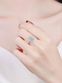 5*7mm閃耀永恆方形美鑽戒指,婚禮訂婚新娘珠寶