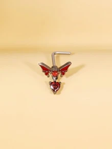 Black & Red Butterfly Cz Nose Stud - Multicolor - View 4