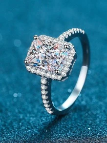 5*7mm閃耀永恆方形美鑽戒指,婚禮訂婚新娘珠寶