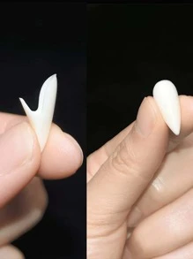 1 Pair Unique Design Hip Hop Vampire Transparent Fake Tooth Dentures Halloween Party Masquerade Props Dental Brace Jewelry with Glue - White - View 4