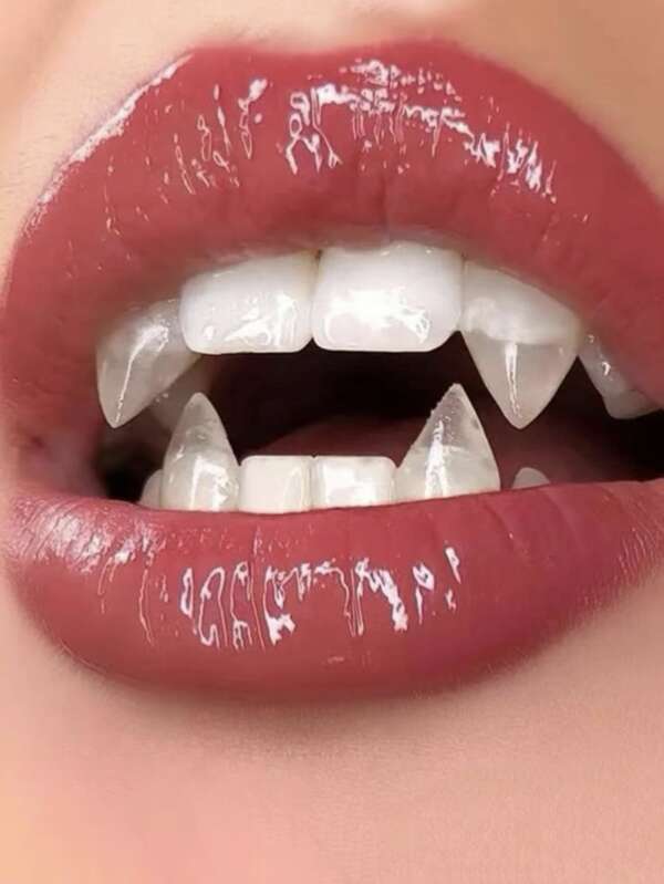 1 Pair Unique Design Hip Hop Vampire Transparent Fake Tooth Dentures