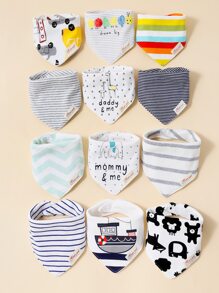 momscare 5pcs Baby Boys Random Pattern Fabric Bib For Daily Life - Multicolor - View 1